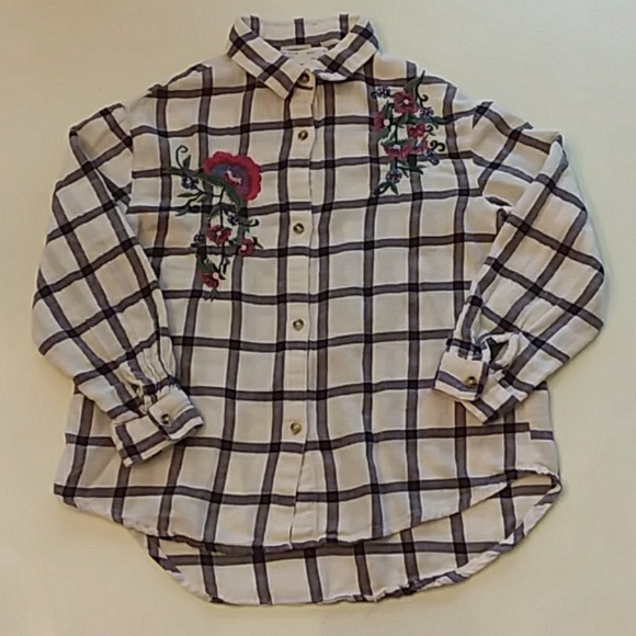 Zara Other - Zara girls size 9 flannel embroidered button down